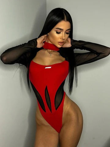 Gotischer roter Sexy Bodysuit