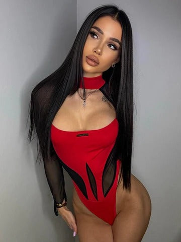 Gotischer roter Sexy Bodysuit