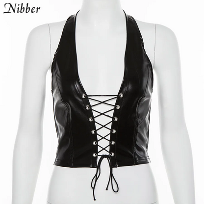 Sexy Leder Crop Top