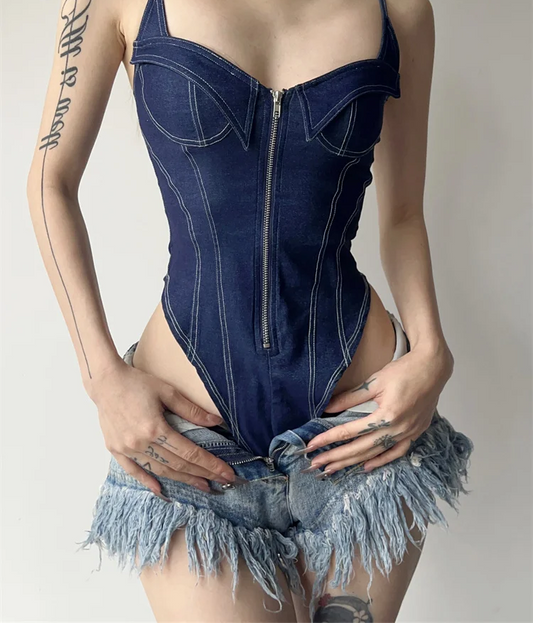 Sexy Denim-Bodysuit